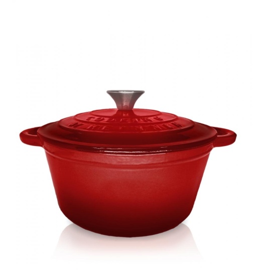 Cratiță din fontă emailată cu capac 22x9.5 cm, 2.9L – Cooking by Heinner, Colecția Red Line HR-KN-C29, păstrează aromele, design elegant