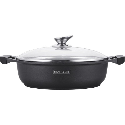 Cratiță marmorată antiaderentă cu capac 34 cm, 7L – Royalty Line RL-BR34CM, compatibilă cu toate plitele