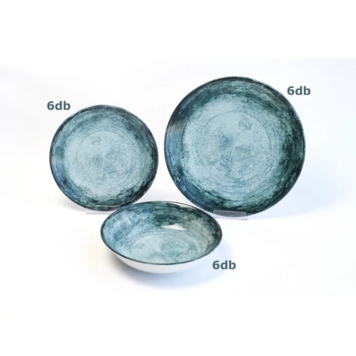 Set farfurii 783, 18 piese (6 plate, 6 adanci, 6 desert) verde turcoaz Perfect Home 13700