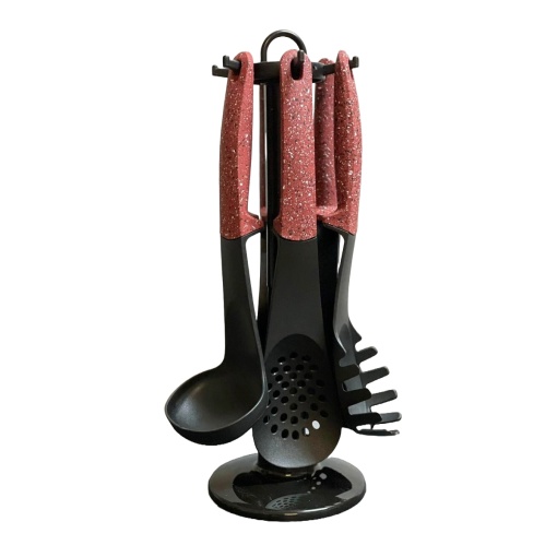 Set ustensile de bucatarie 7 piese Royalty Line RL U06, rosu