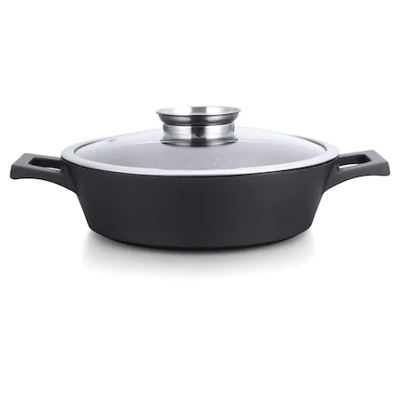 Cratiță marmorată cu capac 36 cm, 7.9 L Royalty Line RL-MR36ML, antiaderentă, potrivită pentru gătit fără ulei