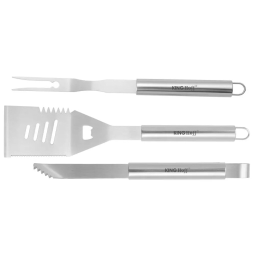 Set 3 ustensile pentru gratar, inox, Kinghoff KH1919