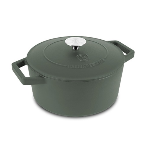 Oală din fontă emailată cu capac 24 cm, 4.35L – Berlinger Haus Green Matte Collection BH 6544, verde, pentru pâine, fripturi și supe