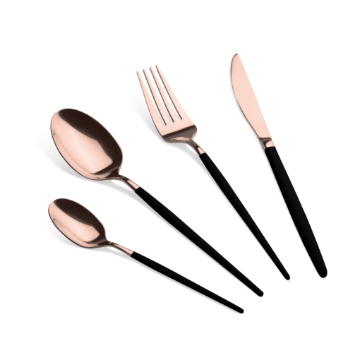 Set tacamuri 24 piese, 6 persoane, rose lucios cu negru mat Berlinger Haus BH 3073