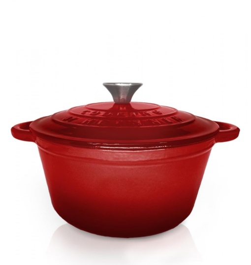 Oală din fontă emailată cu capac 24x11.5 cm, 4L – Cooking by Heinner, Colecția Red Line HR-KN-SM4, pentru supe, tocane și coacere lentă