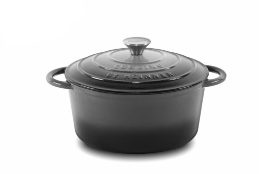 Oală din fontă emailată cu capac 28x13 cm, 6L – Cooking by Heinner, Marble Grey HR-ZVC-S28, păstrează căldura și aromele