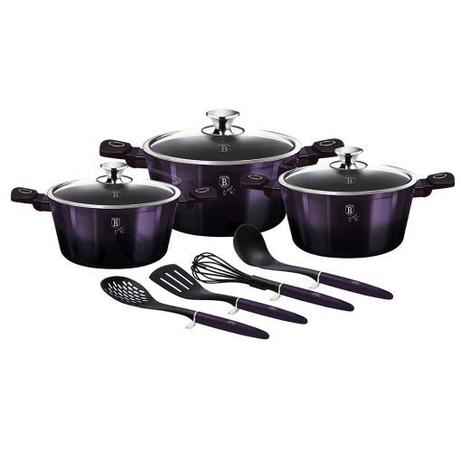 RESIGILAT - Set oale marmorate cu capace 10 piese Purple Eclipse Berlinger Haus BH 7141
