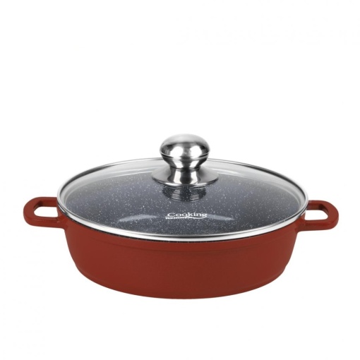 Cratiță din aluminiu cu capac 24x6.5 cm, 2.6L – Cooking by Heinner, Colecția Calabria HR-JLG-J24JCR, design eficient, ușor de curățat