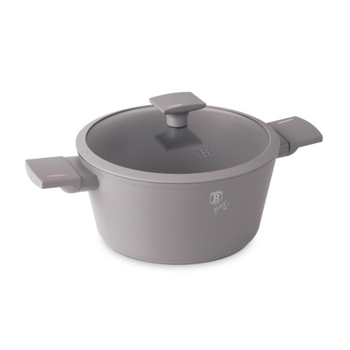 Oală cu capac 24 cm, 4.1L – Berlinger Haus Taupe Collection BH 8101, antiaderentă, pentru gătit zilnic sănătos, design modern