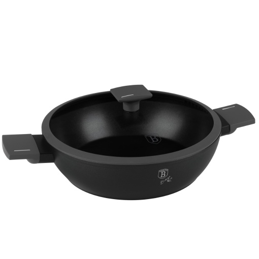 Cratiță cu capac 28 cm, 3.8L – Berlinger Haus Anthracite Collection BH 8128, cu strat antiaderent titan, design modern, gri antracit