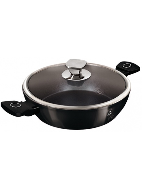 Cratiță marmorată cu capac 28 cm, 3.8 L – Berlinger Haus Black Vintage LP-KL-135P, cu aspect retro și strat antiaderent, design deosebit
