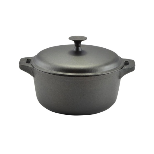 Oală din fontă brută cu capac 32 cm, 8L – Perfect Home 15532, pentru gătit în volum mare și distribuție uniformă a căldurii