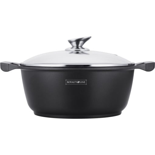 Oală marmorată antiaderentă cu capac 4.8L, 26 cm – Royalty Line BS26M, ușor de curățat, compatibilă cu inducție