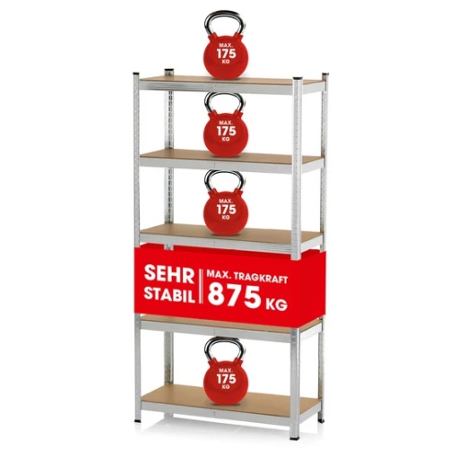 Raft metalic 180x90x40 cm, cu 5 polite din pfl, greutate mare EASYMAXX Perfect Home DS11768-L