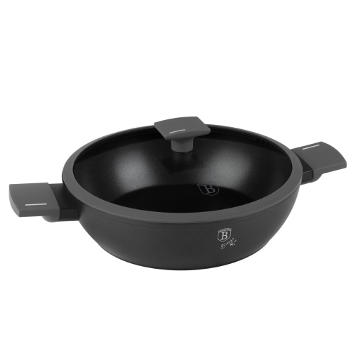 Cratiță cu capac 30 cm, 4.5L – Berlinger Haus Anthracite Collection BH 8129, cu strat antiaderent titan, design modern, gri antracit