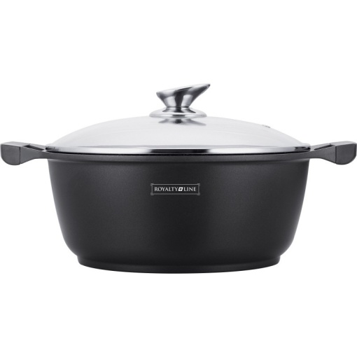 Oală marmorată antiaderentă cu capac 5.7L, 28 cm – Royalty Line BS28M, ușor de curățat, pentru toate tipurile de plite