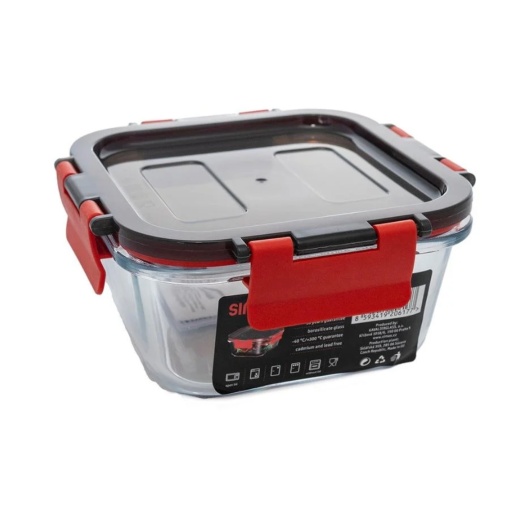 Caserola din sticla termorezistenta yena 0.5L SIMAX CLICK 7606/L, patrat, cu capac plastic