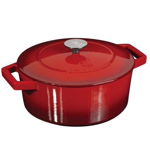 Oala fonta emailata rosie 4.6 L Berlinger Haus BH8642-NO-4, compatibila cu plite cu inductie