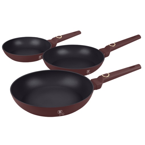 Set 3 tigai Leonardo Collection Berlinger Haus BH 8048, antiaderente, strat titan, visiniu mat