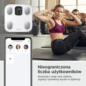 Cântar de baie inteligent cu analiză corporală și Bluetooth, 180 kg – Klausberg KB-7855, alb, ecran LCD color - Img 7