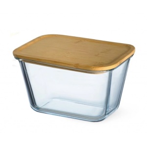 Caserola din sticla termorezistenta yena 1,35L SIMAX 7636/LB, rectangular, cu capac bambus