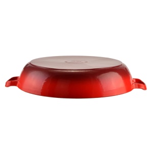 Cratita fonta emailata cu capac pentru friptura 30 cm, 2,5 L Perfect Home 14017, rosie