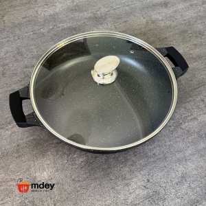 Cratiță marmorată antiaderentă cu capac 34 cm, 7L – Royalty Line RL-BR34CM, compatibilă cu toate plitele - Img 2