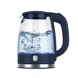 Fierbător de apă din sticlă 1,7 L, iluminare LED – Berlinger Haus Deep Sea BH 9813, albastru mat, bază rotativă 360°