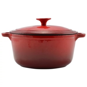 Oala fonta emailata cu capac 24 cm, 4 L, Perfect Home 12012, rosie