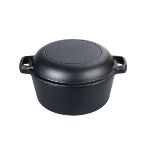 Oală fontă cu capac 2 în 1 Perfect Home, 26 cm, negru 14793 - Img 2