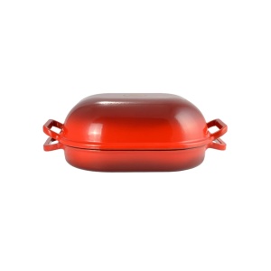 Oala fonta emaila pentru cuptor cu capac rosie Perfect Home 15025