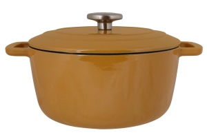 Oală fontă emailată cu capac 24 cm 4,6 L Auriu Fontestic Cosy & Trendy 9526324