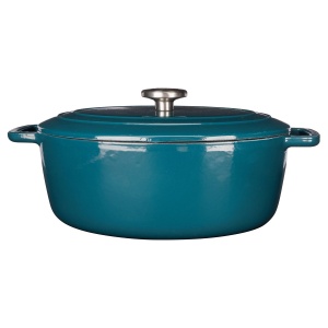 Oală fontă emailată ovală cu capac 6,0 L Verde Heron Fontestic Cosy & Trendy 7170884