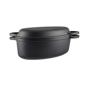 Oala fonta pura cu capac tip roaster 2 in 1, 32x22 cm Perfect Home 17811 - Img 6