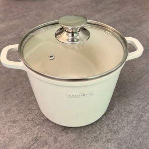 Oală înaltă marmorată cu capac 20 cm, 4 L – Royalty Line AD20MG, crem, antiaderentă, compatibilă inducție - Img 5
