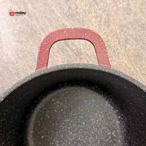 Oală înaltă marmorată cu capac 20 cm, 4 L – Royalty Line AD20MG, vișiniu, antiaderentă, compatibilă inducție - Img 6