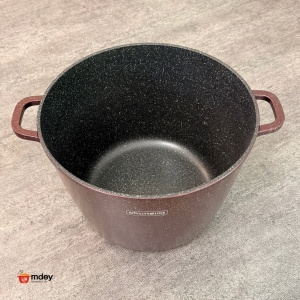 Oală înaltă marmorată cu capac 28 cm, 10,2 L – Royalty Line AD28MG, vișiniu, antiaderentă, compatibilă inducție - Img 3