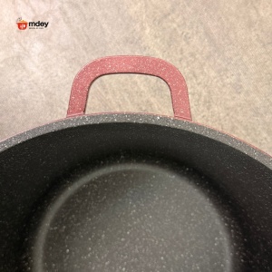 Oală înaltă marmorată cu capac 32 cm, 14 L – Royalty Line AD32MG, vișiniu, antiaderentă, compatibilă inducție - Img 4
