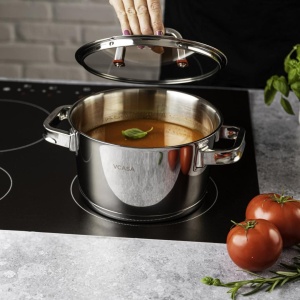 Oală inox 304 cu capac 20 cm, 3,2 L, pentru inducție – VCASA Sierra 90104, capac din sticlă cu strecurătoare - Img 6