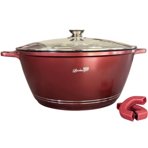 Oala mare marmorata 13,5 L, 36 cm, cu capac de sticla, antiaderenta, pentru zacusca, bulion, gemuri si compoturi, inductie, Bachmayer BM 7753-36 - Img 2