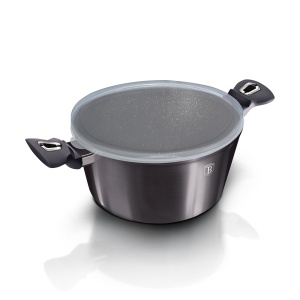 Oala marmorata cu capac 20 cm Carbon Pro Berlinger Haus BH 6892