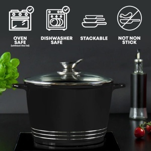 Oală marmorată înaltă cu capac, 28 cm, 10.5L – Royalty Line RL-AD-28ML, ideală pentru sarmale - Img 6