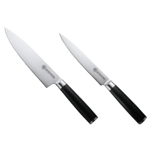 Set 2 cuțite Damasc Konstanz Carl Schmidt Sohn pentru carne: bucătar 20 cm și feliat 18 cm, HRC 60