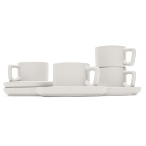 Set 4 cani cu farfurii espresso Sahara Berlinger Haus BH 10015, ceramica, crem