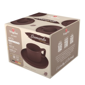 Set 4 cani cu farfurii Leonardo Berlinger Haus BH 10017, visiniu