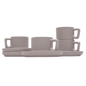 Set 4 cani cu farfurii Taupe Berlinger Haus BH 10016, ceramica, gri