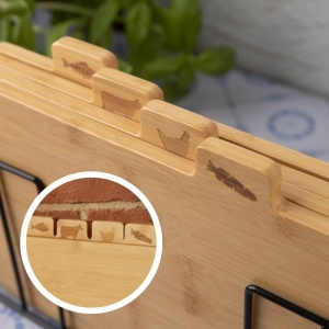 Set 4 tocătoare din bambus cu suport metalic – Kinghoff KH-2010, marcaje pentru carne, pește, pasăre și legume - Img 5