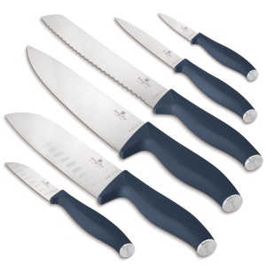 Set 6 cuțite de bucătărie din inox, în cutie cadou – Berlinger Haus Deep Sea BH 3141, albastru mat, mâner soft-touch - Img 3