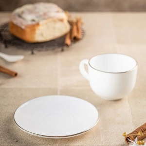 Set cesti cafea 12 piese, opal, alb cu auriu, 210 ml Kinghoff KH-1929 - Img 8