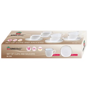 Set cesti cafea 12 piese, opal, alb cu auriu, 220 ml Kinghoff KH-1930 - Img 9